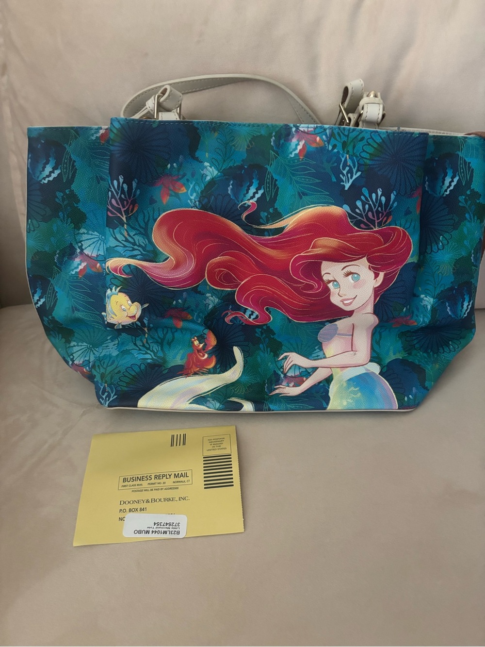 Dooney & Bourke Blue Ariel Graphic Tote with Red Accent